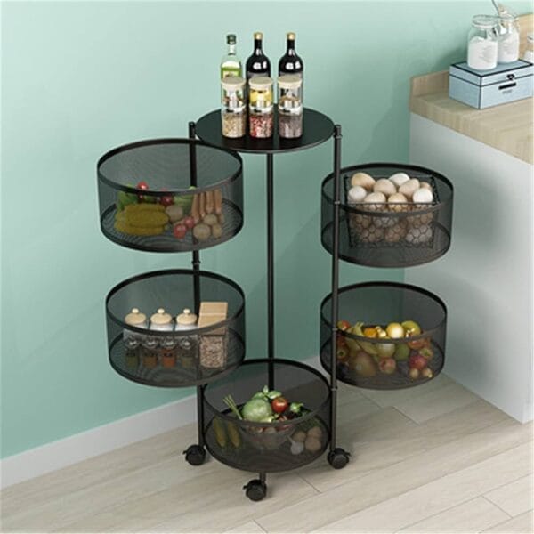 5-Tier Rotating Kitchen Storage Basket – 360° Swivel Shelf for Fruits & Vegetables - Image 5