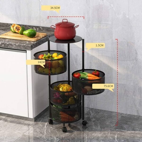 5-Tier Rotating Kitchen Storage Basket – 360° Swivel Shelf for Fruits & Vegetables - Image 4